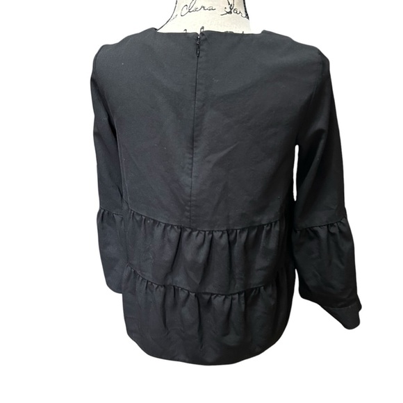 COS Lightwt  Peplum Wool Tiered Blouse Mid Sleeves Sz 2 - Picture 3 of 12